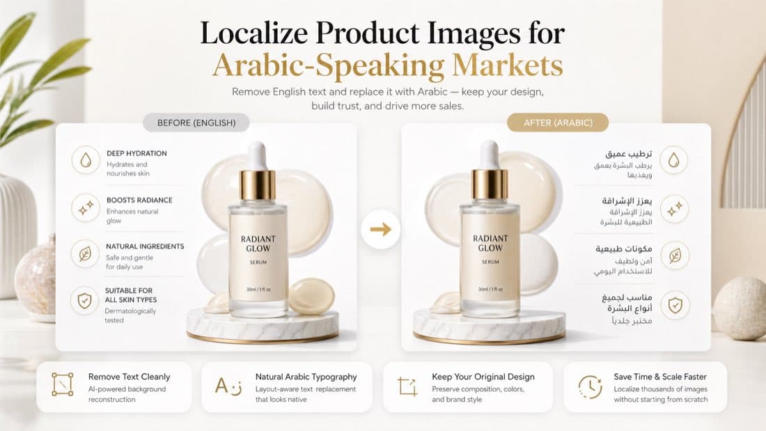 How to Remove Text from Product Photos and Replace It with Arabic